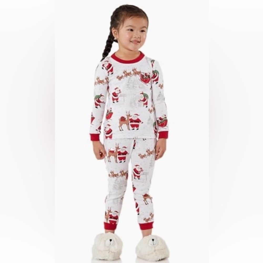 POTTERY BARN KIDS HOLIDAY HERITAGE SANTA ORGANIC PAJAMAS NWT